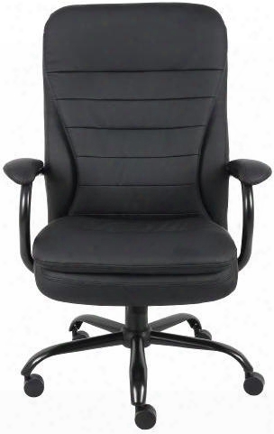 B991-cp 44" Heavy Dutyexecutive Chair With Spring Tilt Mechanism Padded Arms Reinforced Lumbar Double Plush Cushions 27.5" Brushed Metal Base And Double