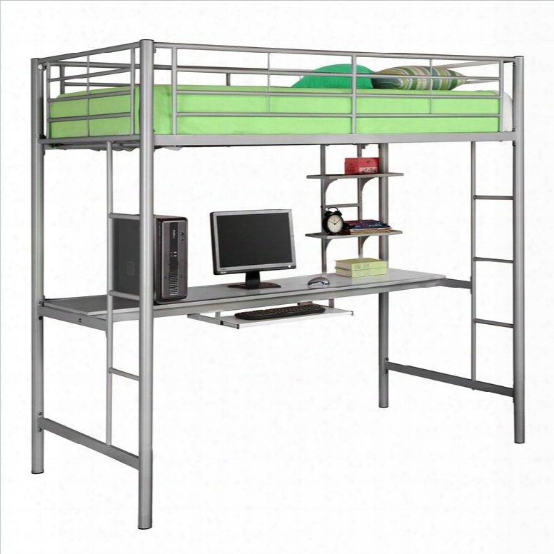 Btozsl Twin Metal Loft Bed With Workstation-