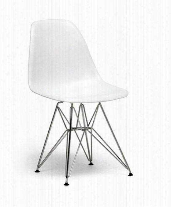 Dc-231-white Plastic Side Chair With Chrome Steel Base And Black Plastic Floor Protectors In