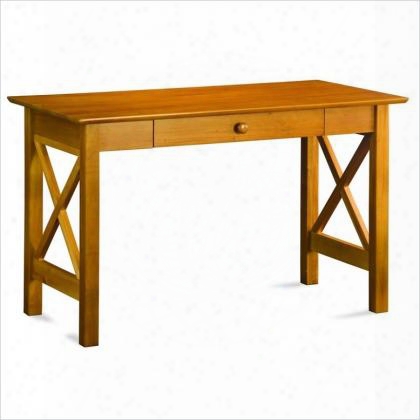 H-79177 48" Lexi Work Table With Apron Stretchers And Simple Pulls In Caramel