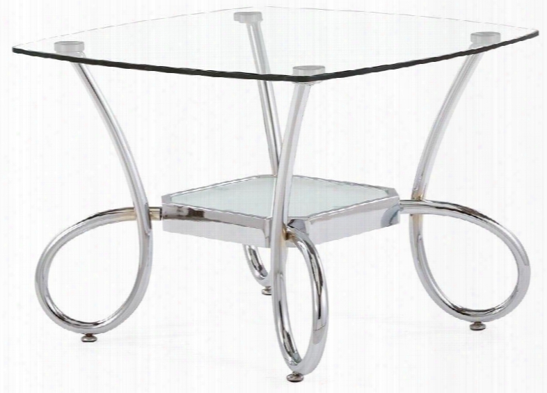 T559e Modern 28" Glass Top End Table With Silver