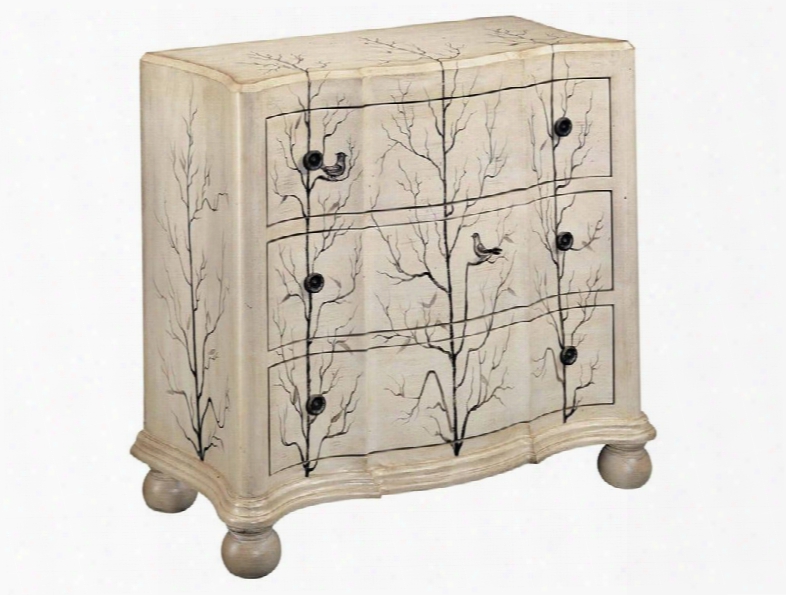 Winter Woods 11303 38.5" 3-drawer Accent Chest With Hand Painted Stylized Forest Scene Bun Style Feet And Molding Details In Wintry