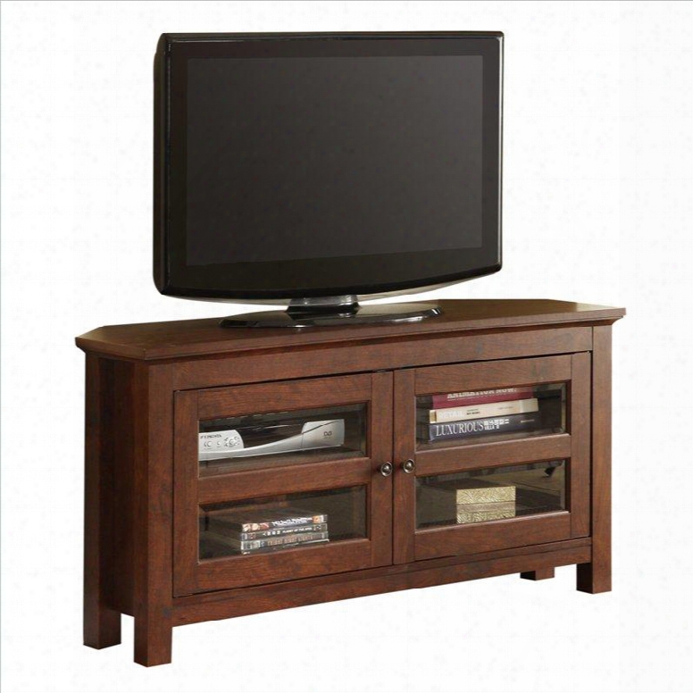 Wq44ccrtb 44 Brown Wood Corner Tv Stand