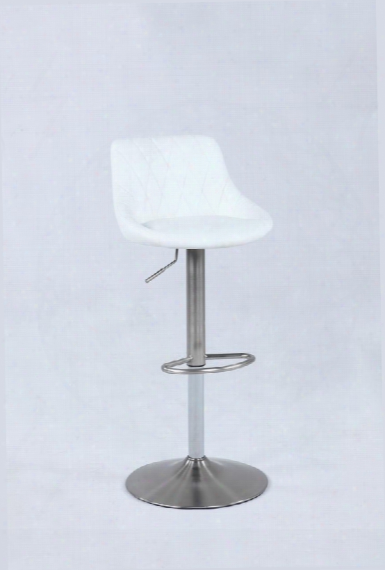 0116-as-wht Pneumatic Swivel Stool With Diamond Stitching In