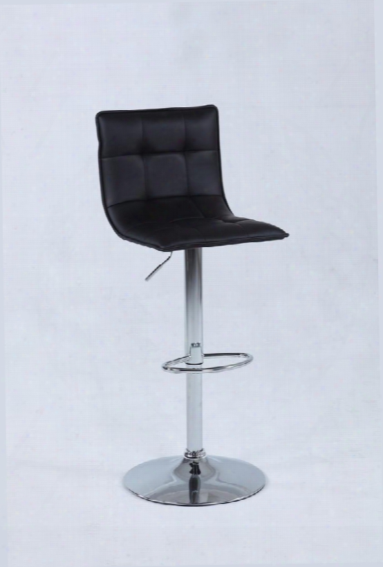 0122-as-blk Pneumatic Memory Swivel Stool With Tufted Back In