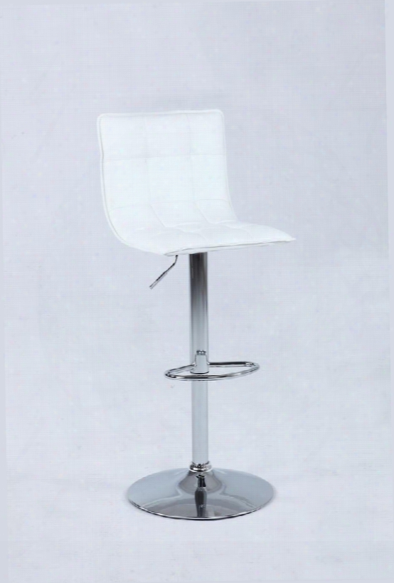 0122-as-wht Pneumatic Memory Swivel Stool With Tufted Back In