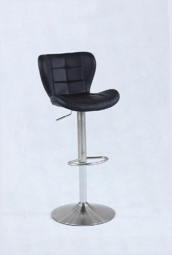 0147-as-blk Pneumatic Swivel Barstool With Tufted Back In