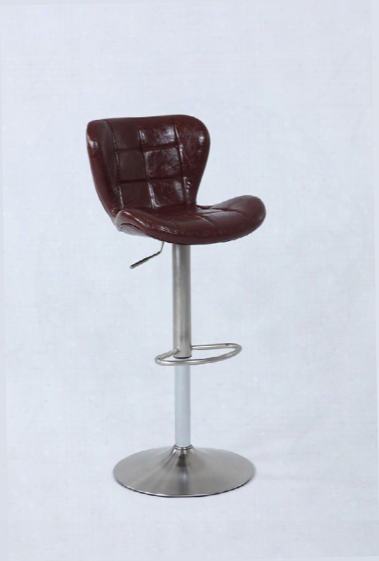 0147-as-brw Pneumatic Swivel Barstool With Tufted Back In