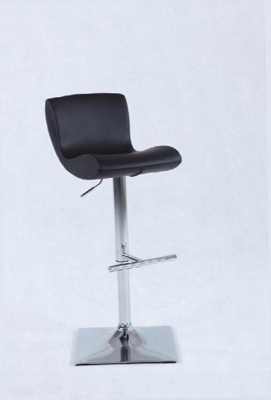 0148-as-blk Pneumatic Swivel Stool With Curved Seat & Back In