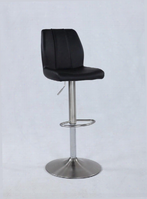 0165-as-blk Pneumatic Swivel Stool With Stitching In