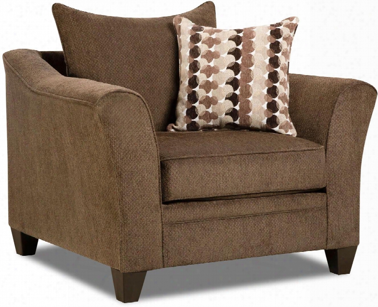 6485-01 Albany Chestnut 44" Chair With Accent Pillow Included Made In The U.s.a. Sinuous Wire Springs Hardwood Lumber Frames And Soft Woven Chenille