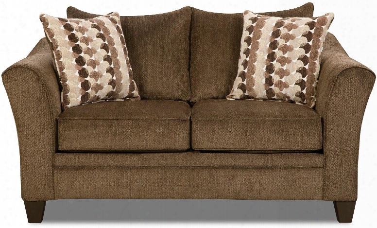 6485-02 Albany Chestnut 66" Loveseat With Accent Pillows Included Made In The U.s.a. Sinuous Wire Springs Hardwood Lumber Frames And Soft Woven Chenille