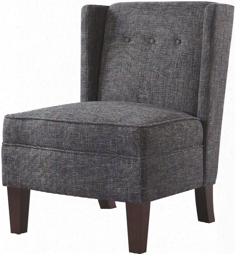 Accents Collection 903369 19" Accent Chair With Wing Back Design Asian Hardwood Construction Cappuccino Tapered Legs And Multi-tonal Fabric Upholstery In