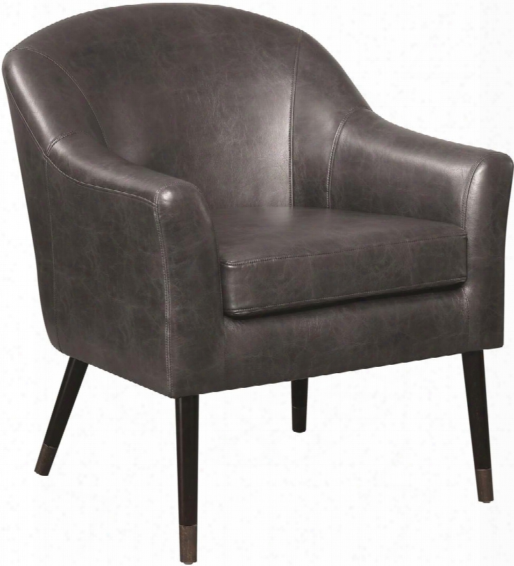 Accents Collection 903377 20" Accent Chair With Mid-century Design Black Tapered Legs Flared Arms Metal Leg Caps And Vegan Leather Upholstery In Black