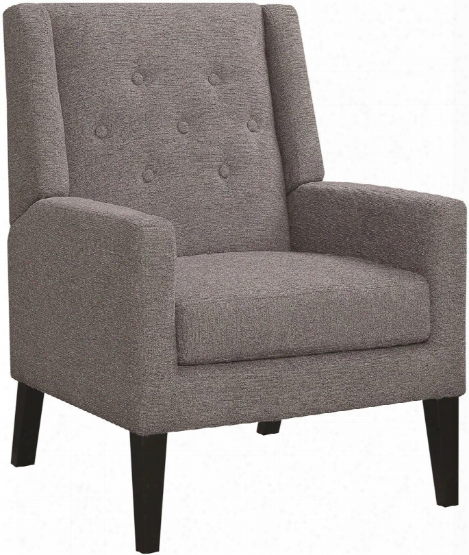 Accents Collection 903379 19" Accent Chair With Button Tufted Wing Back Black Tapered Legs Track Arms And Woven Fabric Upholstery In Taupe