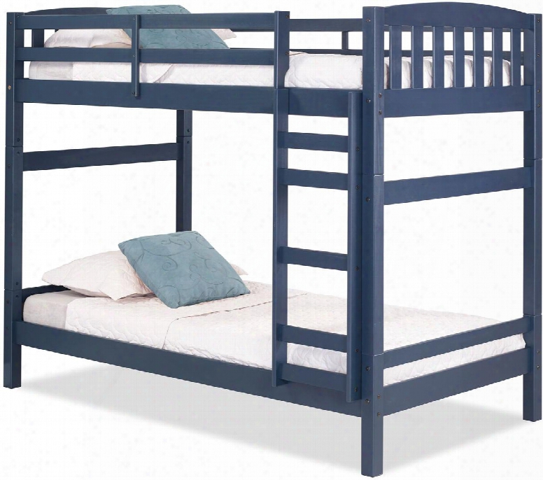 Adaptables Collection 3019-90 Universal Twin Size Bunk Bed With Heavy Duty Mattress Support System Metal Fasteners And Solid Pine Construction In Navy