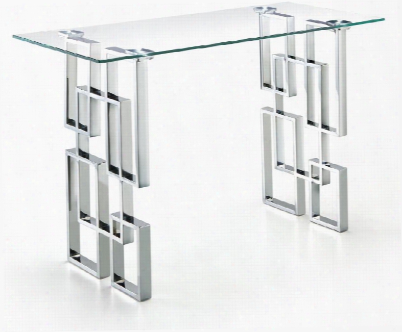 Alexis Collection 231-s 48" Console Table With Contemporary Design Stainless Steel And Glass Top In