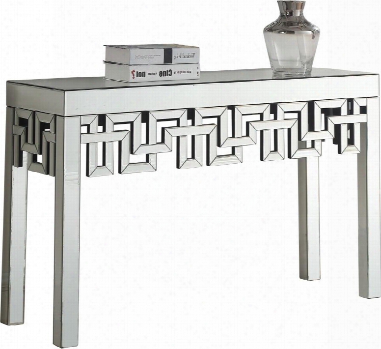 Aria Collection 412-t 48&" Console With Contemporary Design Mirrored And Geometric