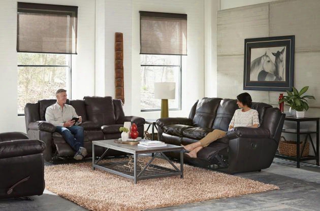 Aria Collection 4191-1283-09/3083-09set 3 Pc Living Room Set With Lay Flat Reclining Sofa + Loveseat + Recliner In Chocolate