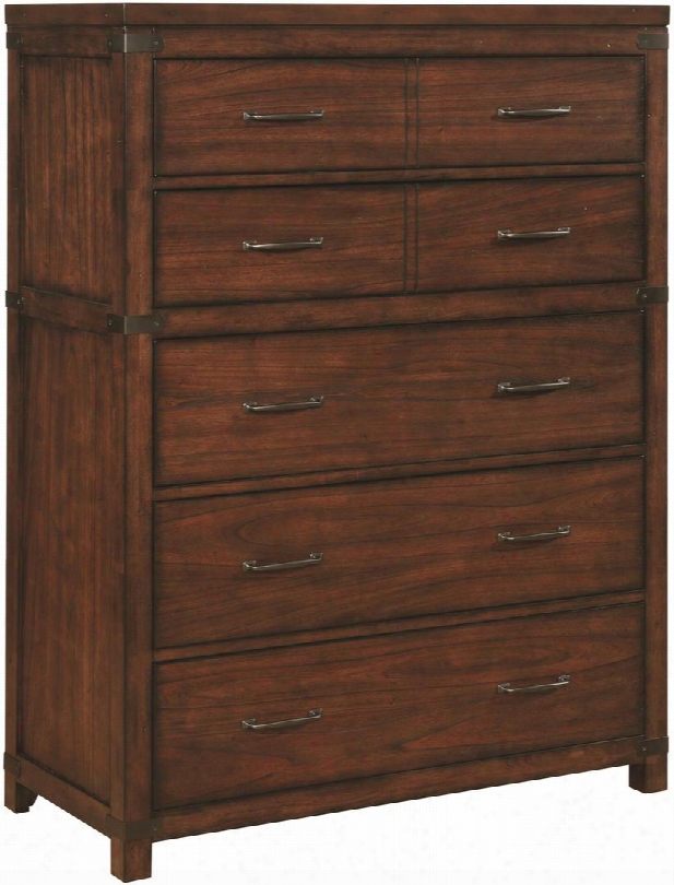 Artesia Collection 204475 42" Chest With 5 Drawers Black Lined Top Drawers Metal Hardware Asian Hardwood And Mindy Veneer Construction In Dark Cocoa