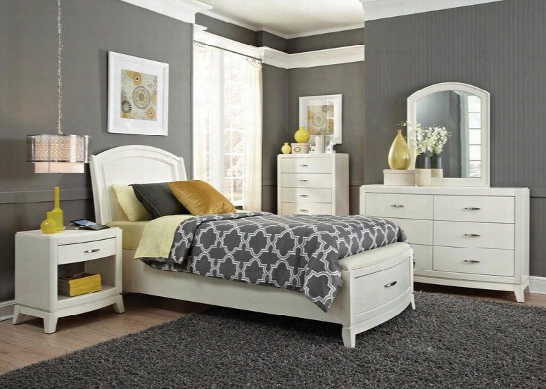 Avalon Ii Collection 205ybrflset 4 Pc Bedroom Set With Full Size Storage Bed + Dresser + Mirror + Nightstand In White Truffle