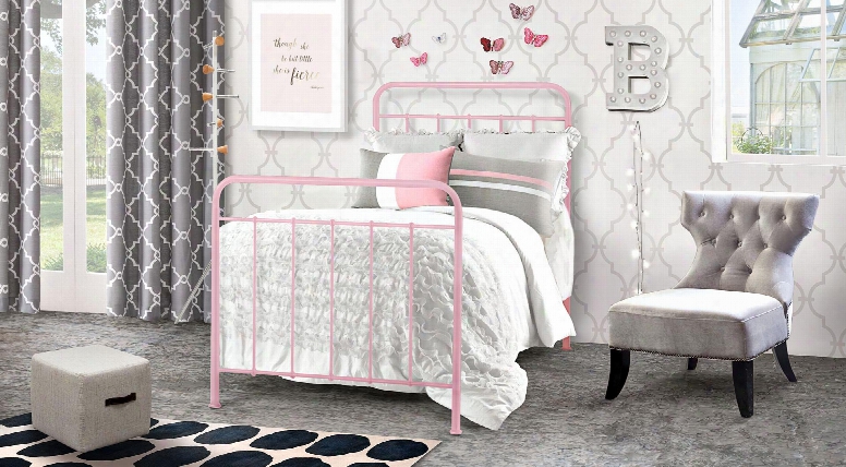 Bailey Baileypntwbed 79" Twin Bed With Powder Coated Metal Fra Me And Metal Slat System Provided In Pink