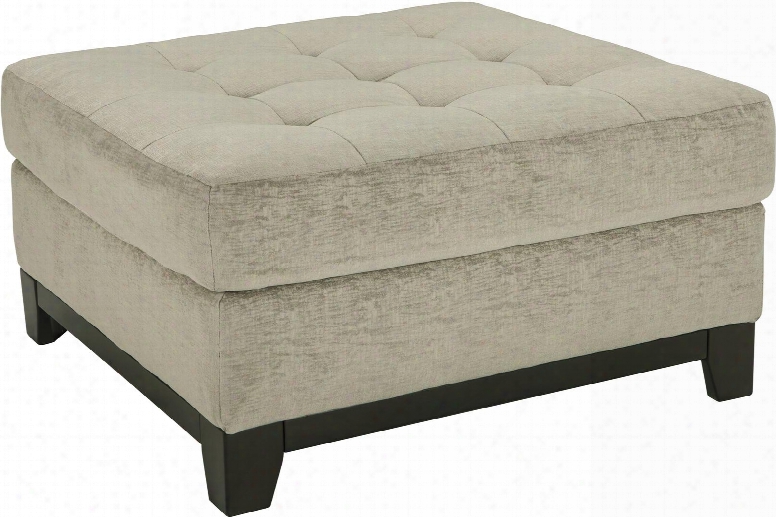 Beckendorf Collection 1500408 36" Oversized Accent Ottoman With Tapered Legs Tufted Seat Square Shape And Fabric Upholstery In Chalk
