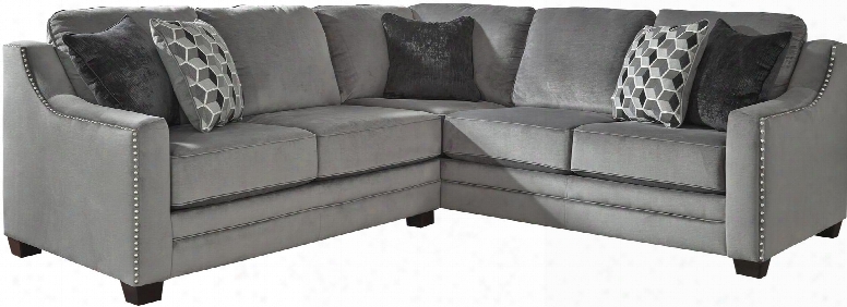 Bicknell Collection 86204-55-49 2-pc Sectional Sofa With Left Arm Facing Loveseat Right Arm Facing Sofa With Corner Wedge And Fabric Upholstery In Charcoal