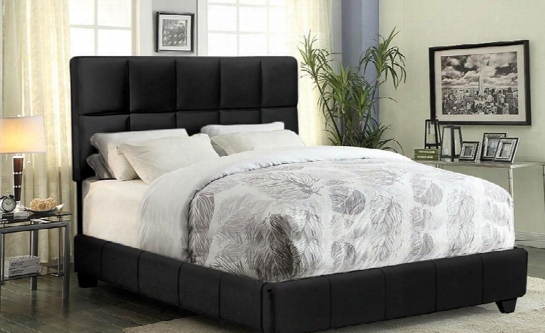 Biscuit Biscuitblqu 87" Queen Bed Complete "bed In A Box" With 50 Inch Tufted Headboard And Low Profile Bed In Black
