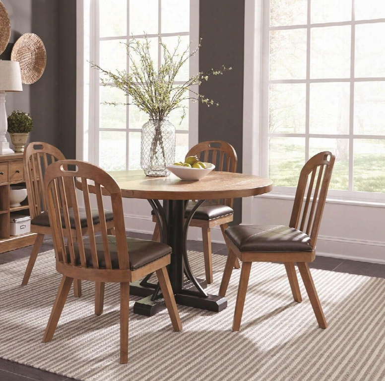 Bishop Collection 107760set 5 Pc Dining Room Set With Dining Table + 4 Side Chairs In Drifted Pine And Dark Coffee
