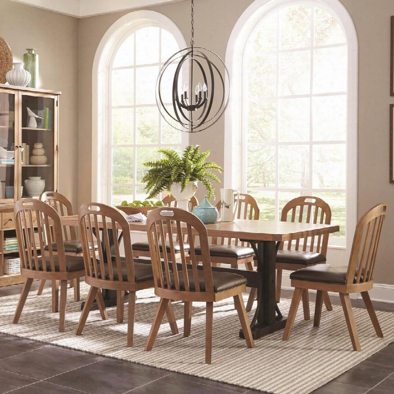 Bishop Collection 1077619set 9 Pc Dining Room Set With Dining Table + 8 Side Chairs In Drifted Pine And Dark Coffee