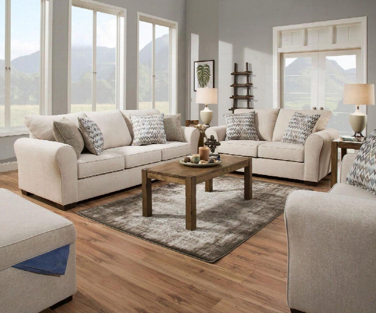 Boston Collection 165703set 4 Pc Living Room Set With Sofa + Loveseat + Armchair + Ottoman In Linen