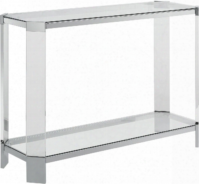 Brahm Collection D1055a17c 48" Console Withh 2 Tempered Glass Shelves Acrylic Top Legs And Metal Frame In