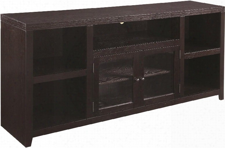 Breckinridge Collection 701036 75" Tv Console With 2 Tempered Glass Doors Open Compartments Metal Hardware And Wood Construction In Dark Cappuccino