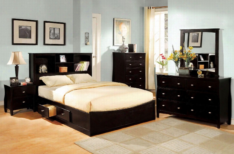 Brooklyn Collection Cm7053ckbedset 5 Pc Bedroom Set With California King Size Platform Bed + Dresser + Mirror + Chest + Nightstand In Espresso