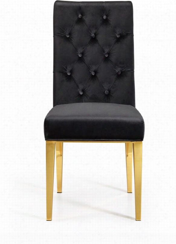 Capri Collection 716black-c 42" Dining Chair With Velvet Upholstery Rich Gold Stainless Steel And Contemporary Style