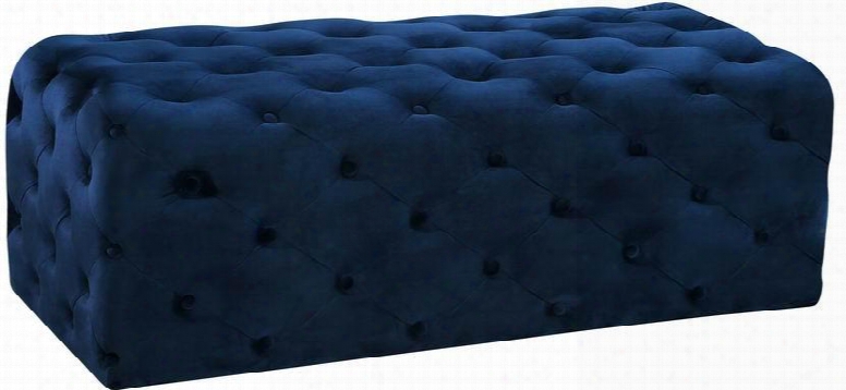 Casey Collection 121navy 52"ottoman With Velvt And Deep Tufting In