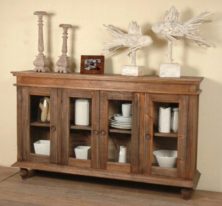 Cc-cab201s-rw Cottage Glazed Sideboard In Raftwood