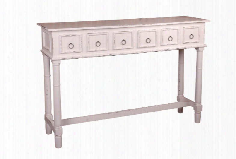 Cc-tab1012ld-ww Cottage Six Drawer Console Table In Whitewash