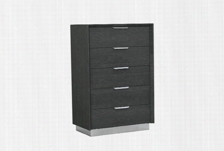 Cd1354gry Navi Chest Of Drawers High Gloss Grey With Stainless Steel Trim 5 Drawers With Self-close Runners Stainless Steel