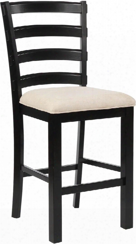 Chandler Collection D1041b17b 29" Bar Stool With Ladder Slatted Back Foot Rest And Rubber Wood Construction In