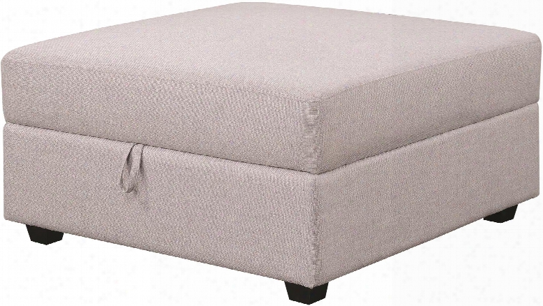 Charlotte Collection 551223 39" Storage Ottoman With Sinuous Spring Seat Deck Kiln Dried Hardwood Frame Cappuccino Solidw Ood Legs And Linen-like Upholstery