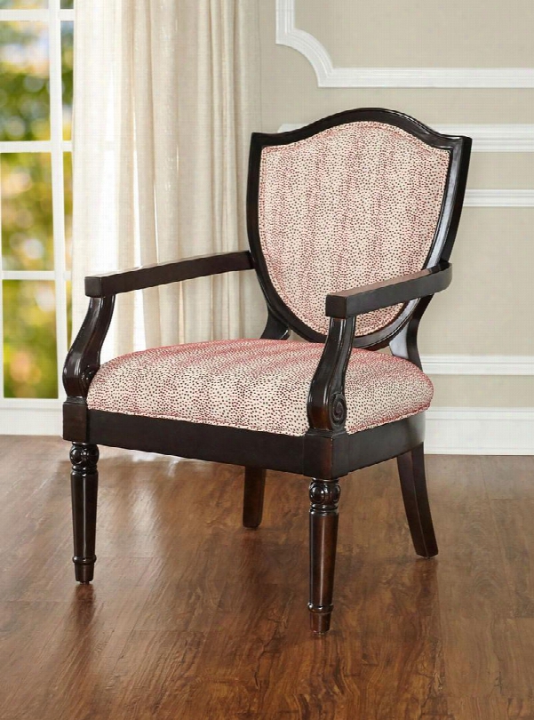 Charlotte Collection D1070s17 20" Accent Chair With Polka Dot Fabric Upholstery Shield Shape Back And Birch Wood Construction In