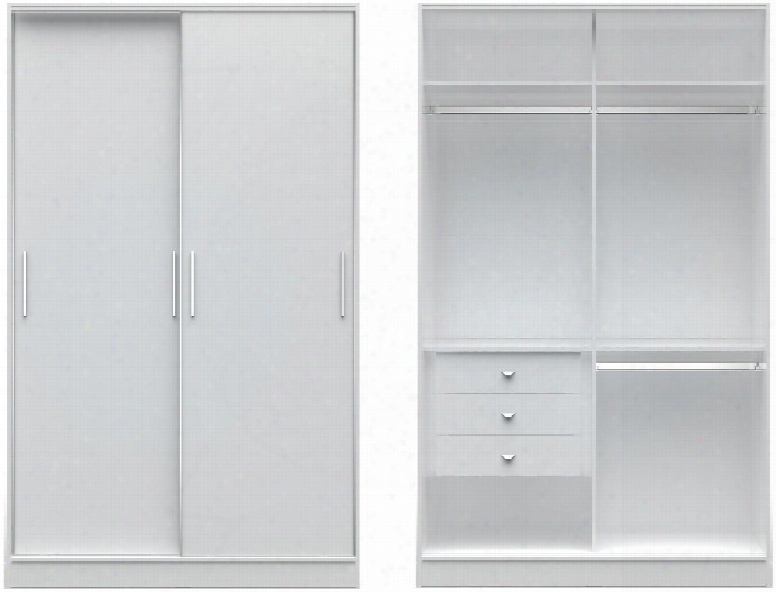 Chelsea 1.0 Collection 2-116952111852 54" Double Basic Wardrobe With 3 Haging Rods 3 Extension Drawers And 2 Doors In