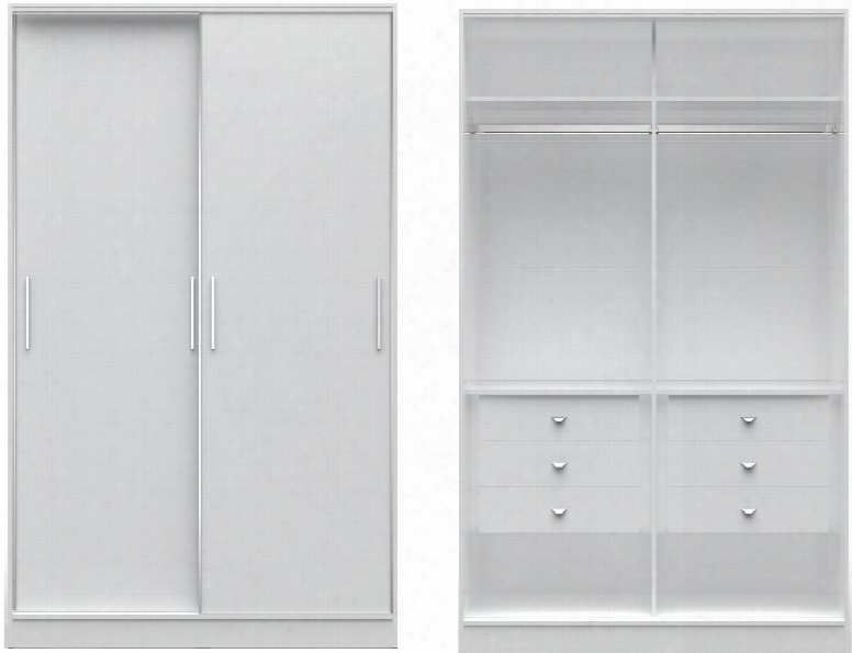 Chelsea 1.0 Collection 2-117552111852 54" Wide He/ She Wardrobe With 4 Shelves 6 Drawers And 2 Sliding Doors In