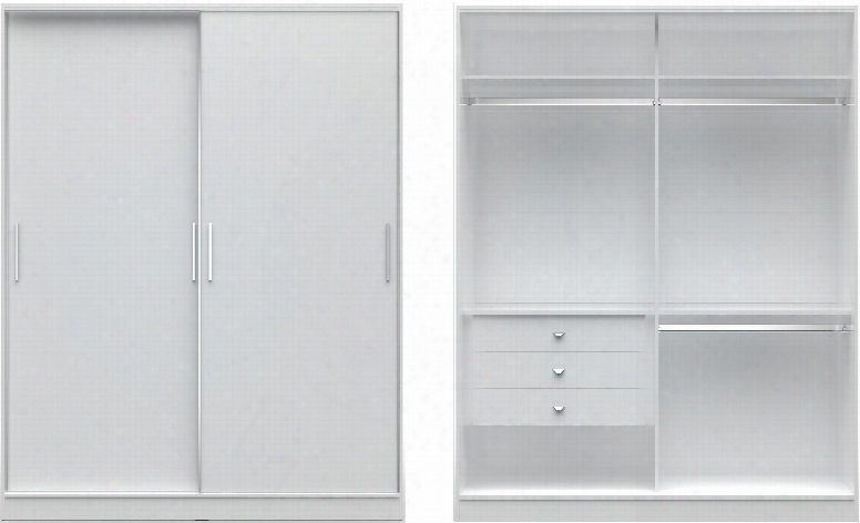Chelsea 2.0 Collection 2-11705211195270" Double Basic Wardrobe With 3 Hanging Rods 3 Extension Drawers And 2 Doors In