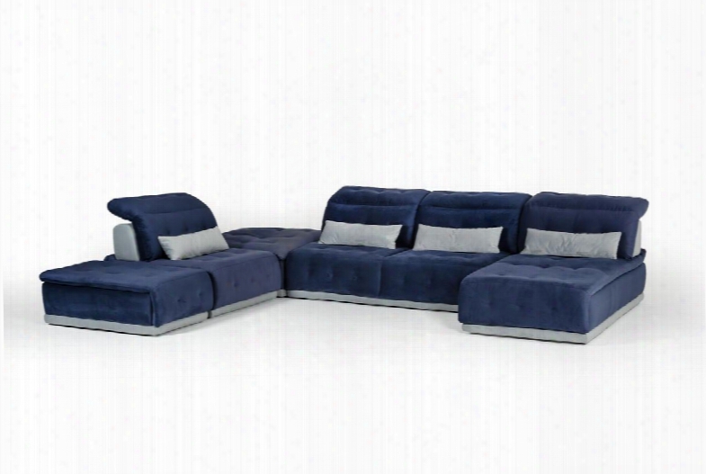 David Ferrari Daiquiri Collection Vgftdaiquiri-blu 5-piece Modular Sectional Sofa With Ottoman Armless Chair Corner Stool Armless Loveseat And Chaise In