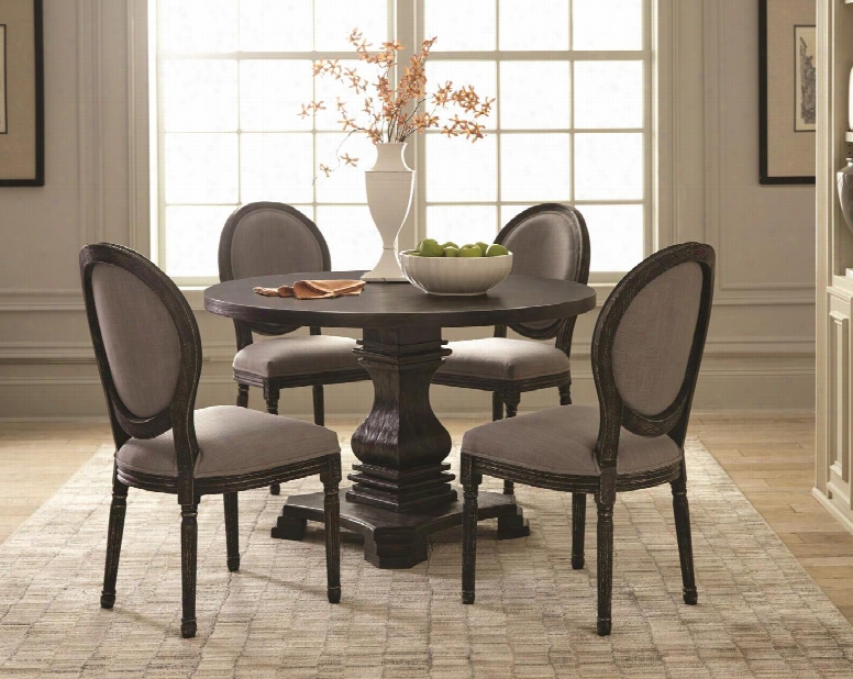 Dayton Collection 107650set 5 Pc Dining Room Set With Dining Table + 4 Side Chairs In Antique Black