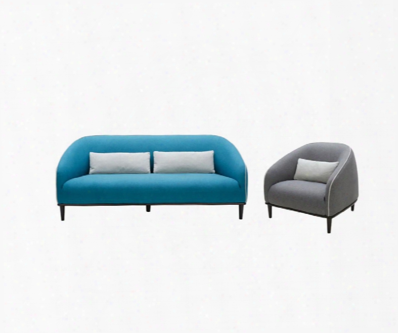 Divani Casa Amisk Collection Vgkk2636-tlgry 2-piece Liwing Room Set With Teal Fabric Sofa And Grey Fabric