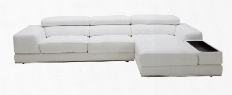 Divani Casa Chrysanthemum Collection Vgkk1576-mini-eco-wht 123&uqot; 2-piece Sectional Sofa With Left Arm Facing Sofa And Right Arm Facing Chaise In